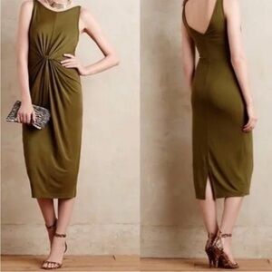 EUC Anthropologie HD in Paris Olive Midi Knot Dress